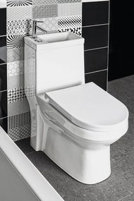 Aqualine Aqualine, HYGIE WC kombi s umývadielkom, zadný/spodný odpad, biela, PB104W