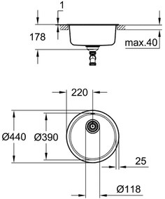 GROHE 31720SD0 - Drez K200 440 x 440 x 180 nerezová oceľ
