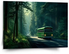 Sablio Obraz Zelený autobus v lese - 150x110 cm