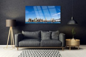 Obraz na akrylátovom skle Mesto most domy 120x60 cm