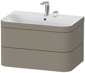 DURAVIT Happy D.2 Plus c-bonded závesná skrinka s nábytkovým umývadlom s dvomi otvormi, 2 zásuvky, 775 x 490 x 480 mm, kameňovo šedá matná lakovaná, HP4637E9292