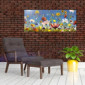 Maľovaný obraz rozkvitnutej lúky (120x50 cm)