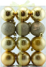 DECOLED Sada vianočných ozdôb zlaté plastové gule 6 cm, balenie 24 ks