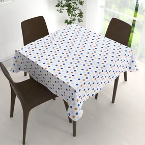 Biante Bavlnený štvorcový obrus Sandra SA-120 Modré a hnedé bodky na bielom 50x50 cm