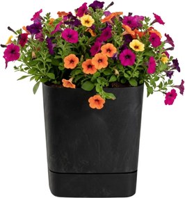 PLASTOVÝ KVETINÁČ CUBI 30X33 CM IMITÁCIA BETÓNU ČIERNA