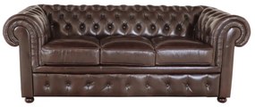 Pohovka trojmiestna Chesterfield Comfort z pravej hovädzej kože Brown Brown