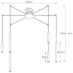 Lucide 74403/06/30 - LED Stmievateľný luster na lanku LORENZ 6xLED/4W/230V pavúk