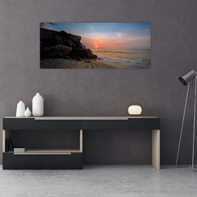 Obraz západu slnka na pláži (120x50 cm)