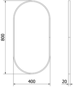 Mexen Loft, oválne kúpeľňové zrkadlo 80 x 40 cm, farba rámu čierna matná, 9851-080-040-000-70