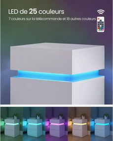 Nočný stolík s LED osvetlením, nastaviteľné farby, biely