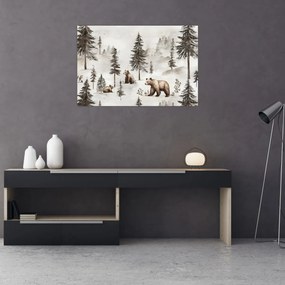 Obraz - Les s medveďmi (90x60 cm)