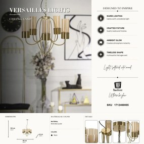Závesný luster Versailles 60 cm zlatý II