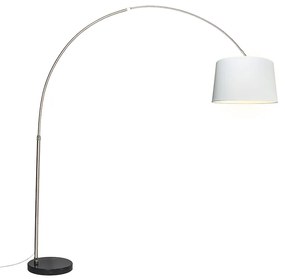 Oceľová oblúková lampa s bielym textilným tienidlom 45 cm - XXL