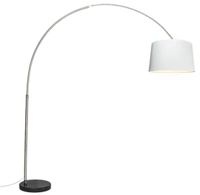 Oceľová oblúková lampa s bielym textilným tienidlom 45 cm - XXL