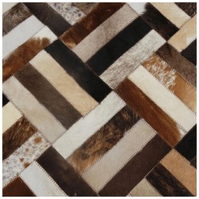 Tempo Kondela Luxusný kožený koberec, hnedá/čierna/béžová, patchwork, 120x180 , KOŽA TYP 2