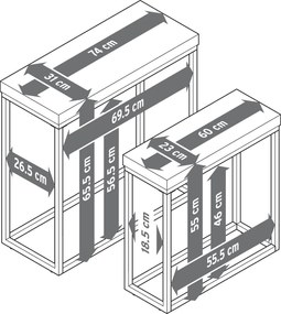 Súprava konzolových stolíkov s doskou stola z polycementu