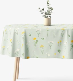 Goldea oválny obrus 100% bavlnené plátno - lúka na zelenej režnej 120 x 200 cm