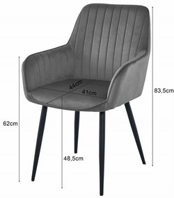 Svetlosivá zamatová jedálenská stolička SOLDEN