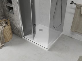 Mexen Lima, sprchový kút so skladacími dverami 100 (dvere) x 100 (stena) cm, 6mm šedé sklo, chrómový profil + slim sprchová vanička biela + chrómový sifón, 856-100-100-01-40-4010