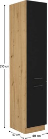 Potravinová kuchynská skrinka Meriel 40 DK 210 2F (čierna + dub artisan). Vlastná spoľahlivá doprava až k Vám domov. 1033990