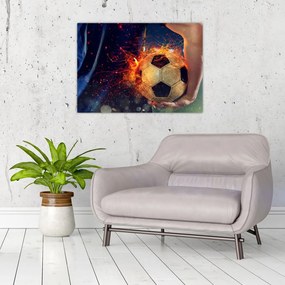 Obraz - Futbalová lopta v ohni (70x50 cm)