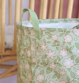 A Little Lovely Company - úložný kôš na hračky - kvetiny na šalviovej