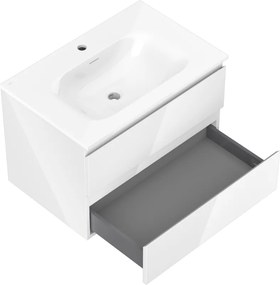 Mexen Orio, kúpeľňová skrinka 70 cm s umývadlom Vela, 2 zásuvky, biela lesklá, 91A10-07047-2-BFF00-W23M00