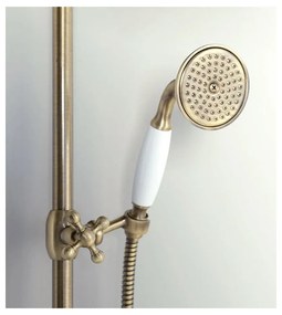 Mosadzná sprchová súprava v bronzovej farbe s termostatickou batériou s hlavovou sprchou a ručnou sprchou 142 cm Antea – Sapho