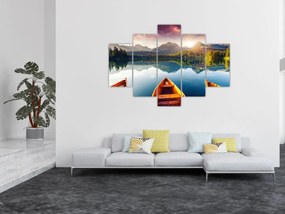 Obraz - Jazero s loďkami (150x105 cm)