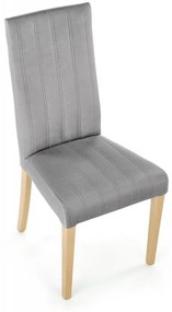 Jedálenská stolička DIEGO 3 — zamat, medový dub, svetlo šedá