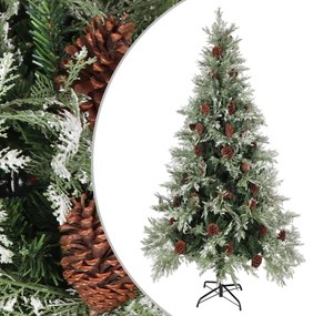 Vianočný stromček a borovicové šišky zeleno-biely 225 cm PVC&PE 340536