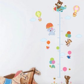 Samolepka na stenu "Detský meter - Zvieratká s balónmi 2" 130x80 cm