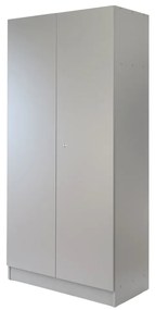 Drevená šatníková skriňa Visio LUX, 90 x 45 x 185 cm, cylindrický zámok, sivá