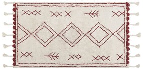 Bavlnený koberec 80 x 150 cm krémová biela/červená KENITRA Beliani