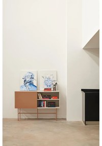 Nízka komoda s posuvnými dverami v béžovo-tehlovej farbe140x91 cm Nube – Teulat