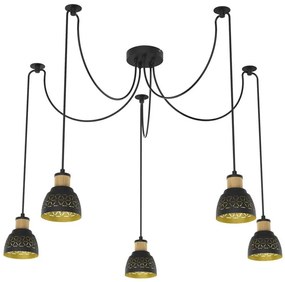 Prezent 27525 - Luster na lanku MESCALA 5xE14/40W/230V pavúk čierna