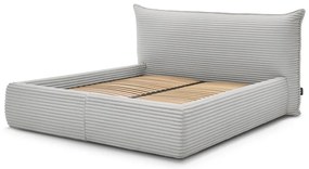 Svetlosivá čalúnená dvojlôžková posteľ s úložným priestorom a roštom 160x200 cm Jade – Bobochic Paris