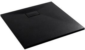 Cerano Gusto, štvorcová sprchová vanička 70x70x3 cm z minerálneho kompozitu, čierna matná, CER-CER-414554