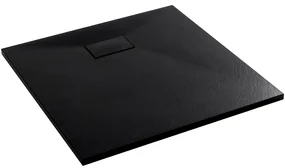 Cerano Gusto, štvorcová sprchová vanička 70x70x3 cm z minerálneho kompozitu, čierna matná, CER-CER-414554
