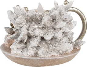 Vianočné dekorácie svietnik s anjelikmi a ľad svetielkom Angel - 14*13*10 cm