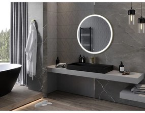 Mexen Esso, okrúhle LED podsvietené kúpeľňové zrkadlo 90 cm, 6000K, vykurovacia podložka proti zahmlievaniu, zlatý rám, 9825-090-090-611-50