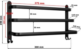 Nástenný vešiak Athos 30 cm čierny