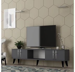 TV stolík/skrinka Pebine 2 (antracit + strieborná) . Vlastná spoľahlivá doprava až k Vám domov. 1095306