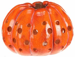 Veľká jesenná LED dekorácia Tekvica s otvormi, 33 x 33 x 21 cm, magnézium