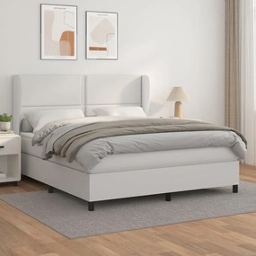 Boxspring posteľ s matracom biela 160x200 cm umelá koža 3128980