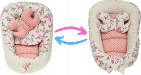 Obojstranné hniezdočko (kokon) pre bábätko - BABYMAM PREMIUM set 7v1 - Tajomná záhrada s marhuľovou minkou