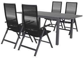 Livarno home Rozkladací záhradný stôl Miami + Záhradné kreslo Miami, 4 kusy (800008467)