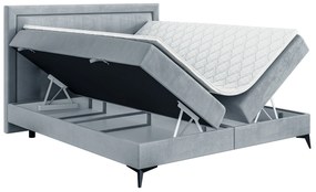 Manželská posteľ Boxspring 140 cm Hygga (svetlomodrá) (s matracom a úl. priestorom). Vlastná spoľahlivá doprava až k Vám domov. 1043382
