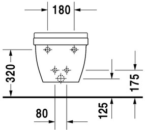 Duravit Starck 3 - Závesný bidet Compact, 1 otvor pre armatúru prepichnutý, 360 x 475 mm, biely 2281150000