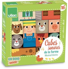 Vilac – drevené hrkotajúce kocky Farma
